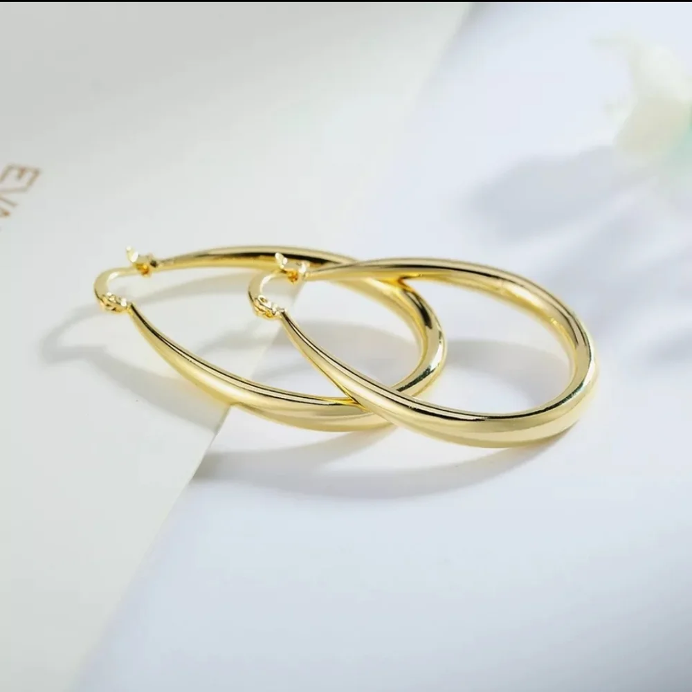 Gold Tone Hoop Earrings - Picture 2 of 4